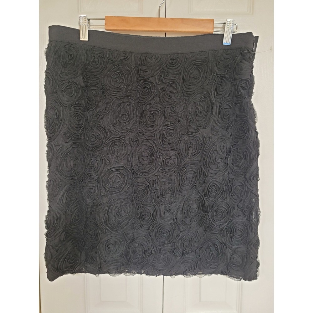Banana Republic Black Rosette Pencil Skirt Evening Party Fully‎ Lined Size 14
